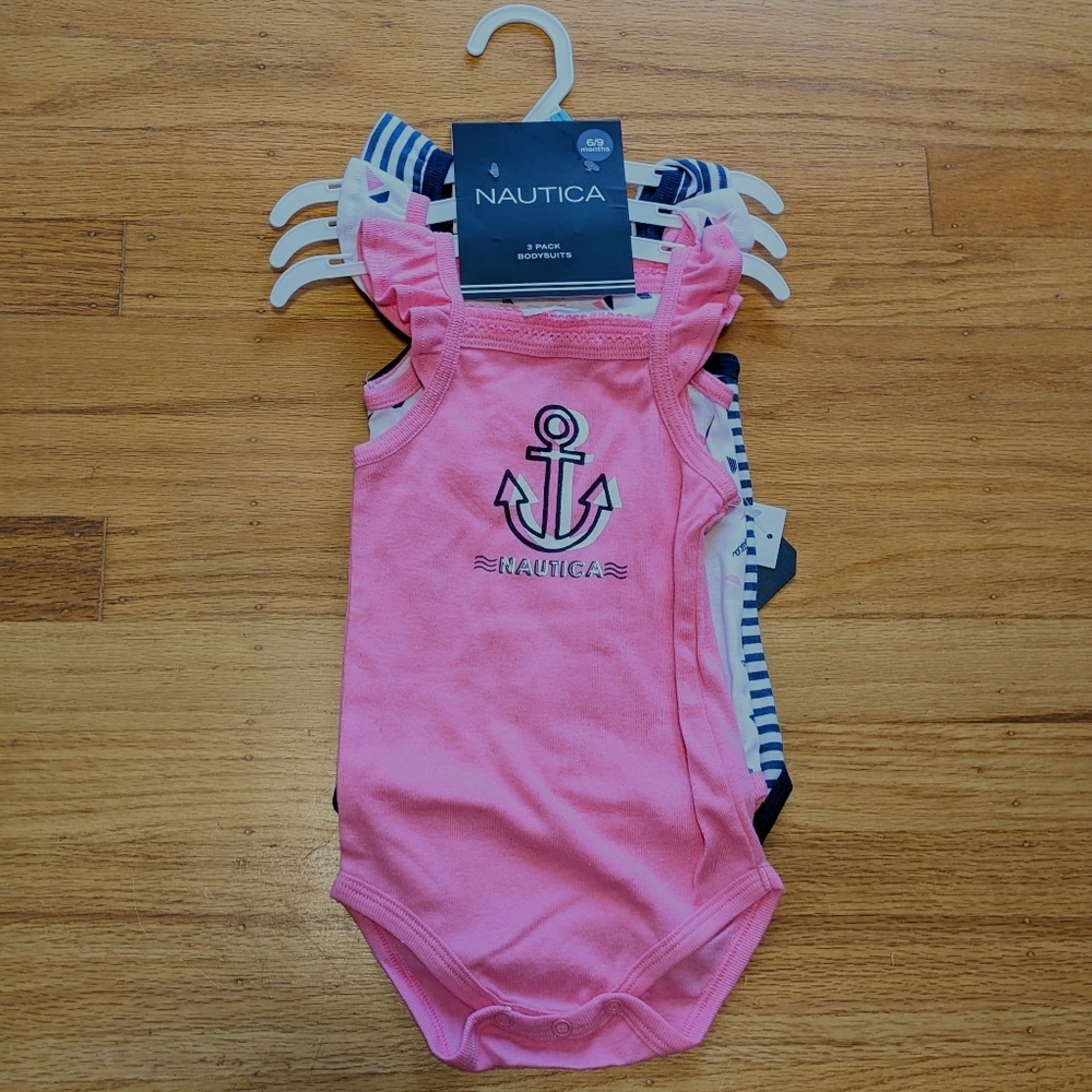 Nautica 3 Pack Bodysuits (6/9 Months)